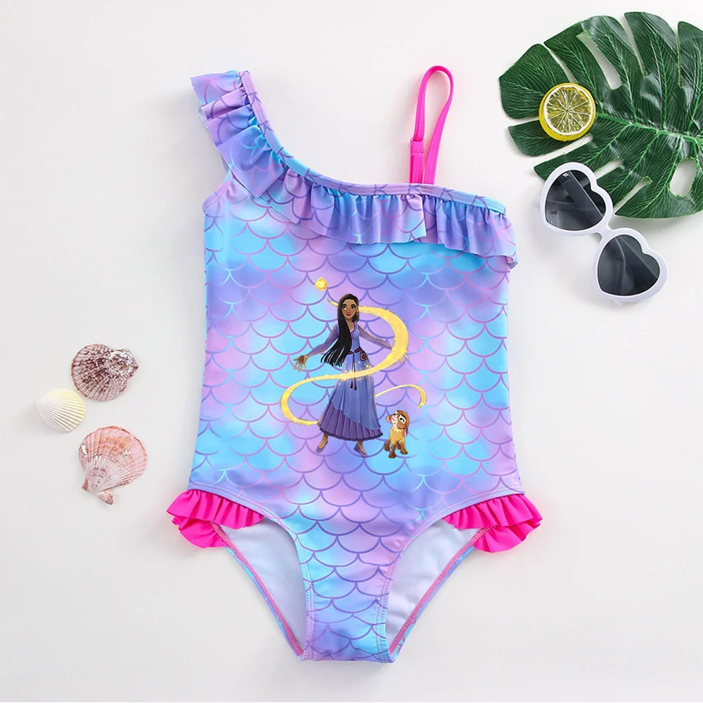 Trajes de baño Tankini de película Wish para niñas, ropa de playa para niños, trajes de baño, vestidos de Bikini para niños, trajes de baño de moda de sirena