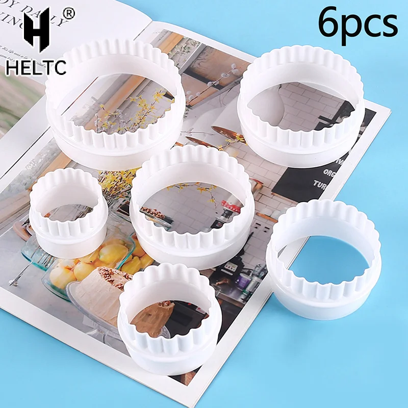 6Pcs/Set White Wave Round Double-sided Cookie Cutters For Kitchen Tools Baking Pastry Candy Chocolate Tools For Home Pastries