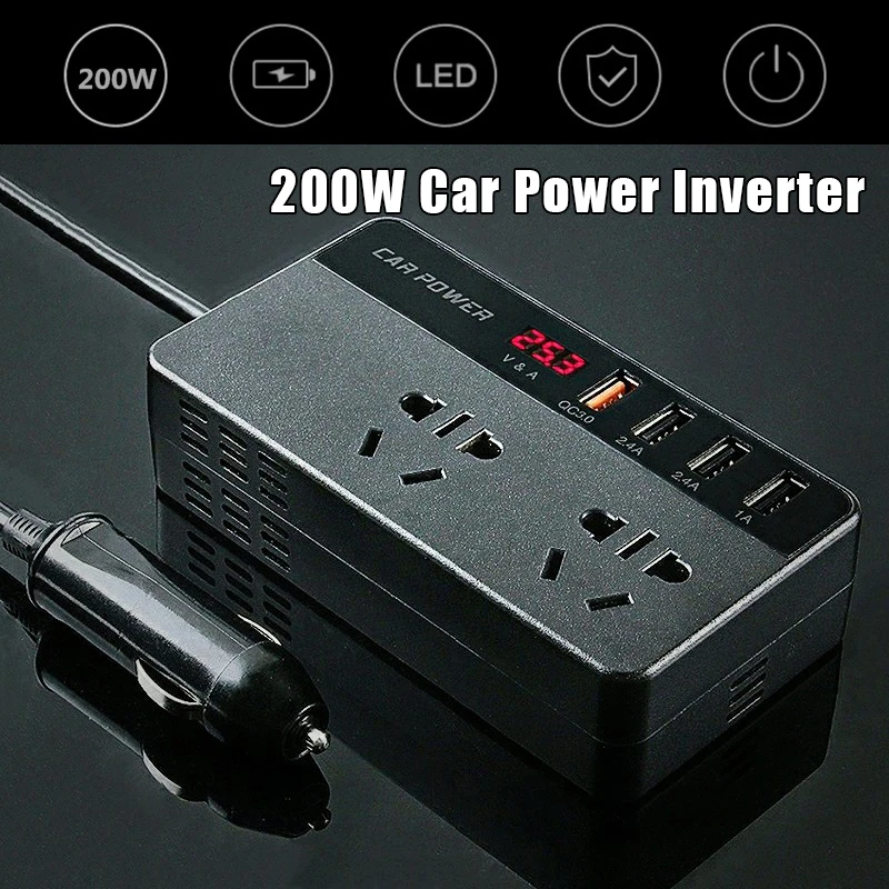 Universal Car Inverter Converter Auto Power Adapter DC 12V-24V To AC 220V Converter Outlet Voltage Conversion Device Fast Charge