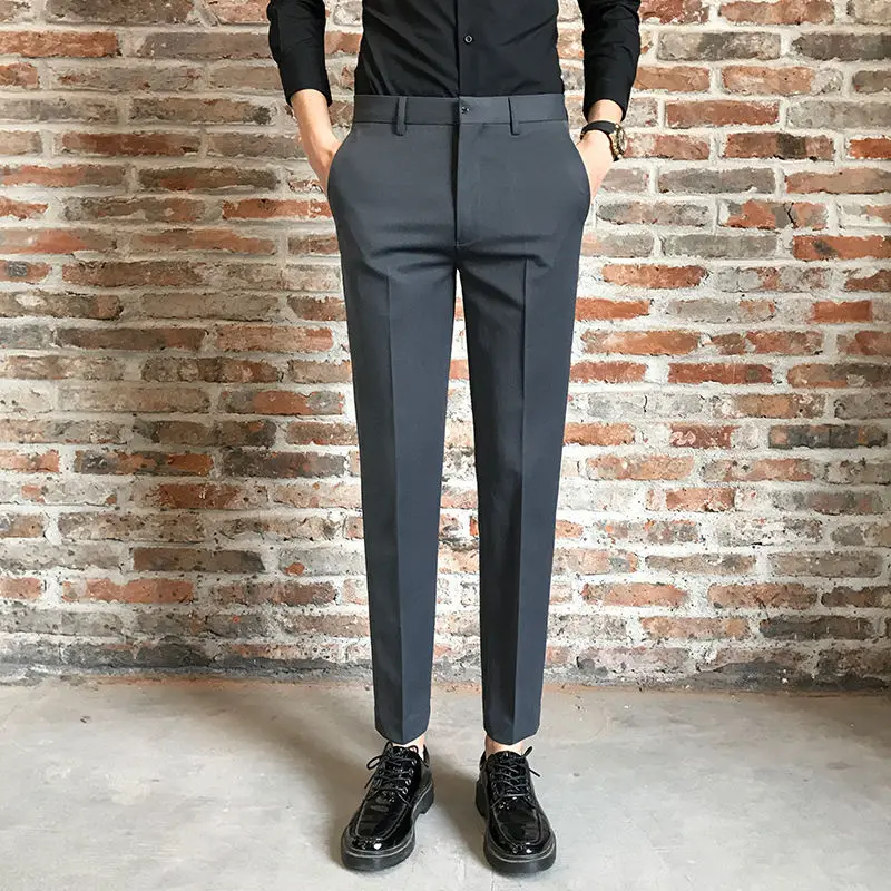 2023 Spring Summer Men\'s Slim Formal  Trousers Men\'s Loose Straight Suit Pants Feet Korean Version of The Trend  Men\'s Pants L82