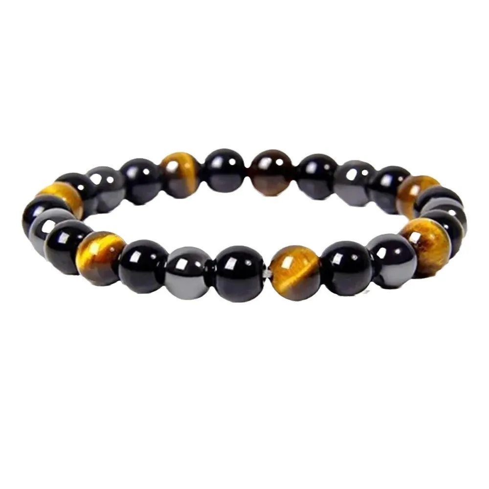 Three-in-One Material Tiger's Eye Bracelet Negative Barrier Design Symbolic Wealth Wealth Bracelet Bohemian Style