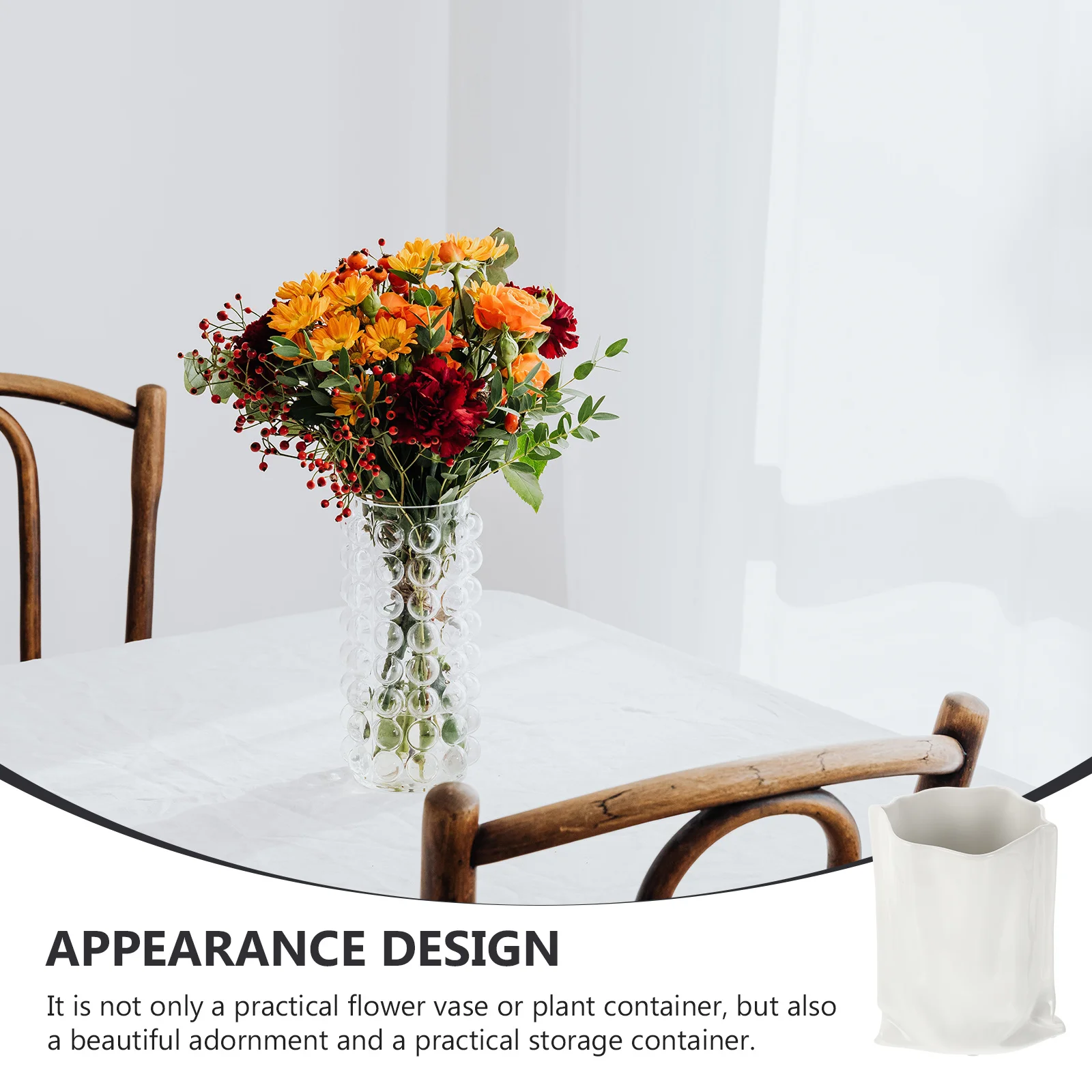 

Ceramic Vase Creative Bag Shaped Flower Arrangement Decorative Desktop Container Simple Style Flower Vase Ornament