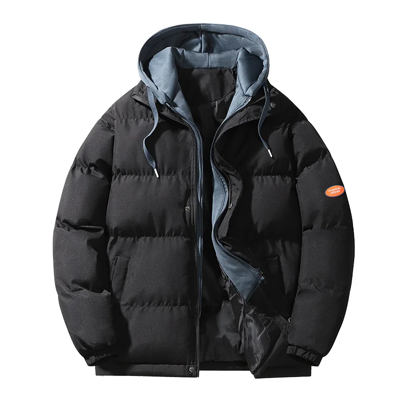 

2025 Men's Urban Commuter Cotton-Padded Jacket Lightweight Winter Coat Hood Zipper Multiple Windproof Pockets for Casual City