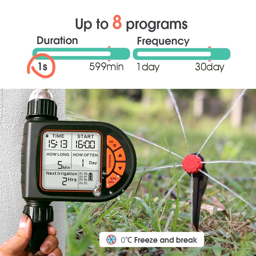 Imagem -04 - Smart Rain Sense Sistema de Rega de Mangueira Temporizador Bicos Ajustáveis Kit de Irrigação Automática por Gotejamento para Plantas de Jardim e Gramado mm mm M50m