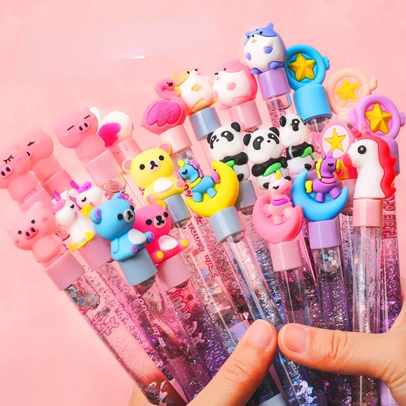 Cute Fairy Quicksand Gel Pen Stationery Star Kid Gift Heart Sand Glitter Signature Pens 0.5mm Black Ink Writing Instrument