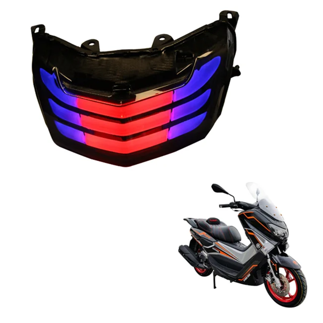 blue red lens signal taillight motorcycle parts accessories led rear lamp plastic material stop lamp for yamaha nmax