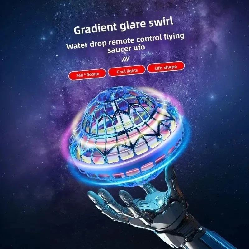 Magic Levitation UFO Spinning Saucer Ball, Dazzling LED Light Fingertip Spinning Top Toy for Kids Holiday Gift