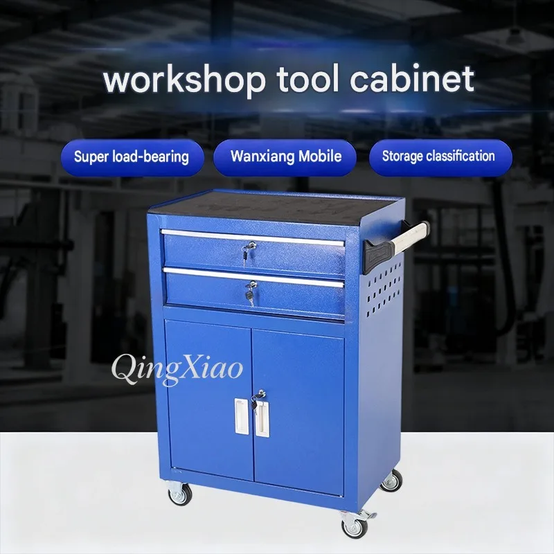 Industrial Grade Mobile Service Cabinet With Worktop And Central Locking System For Machining Center Workshop Assembly Line