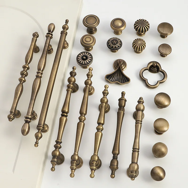 Medieval Brass Cabinet Door Handle Bronze Nanyang Style Wardrobe Cabinet Drawer American