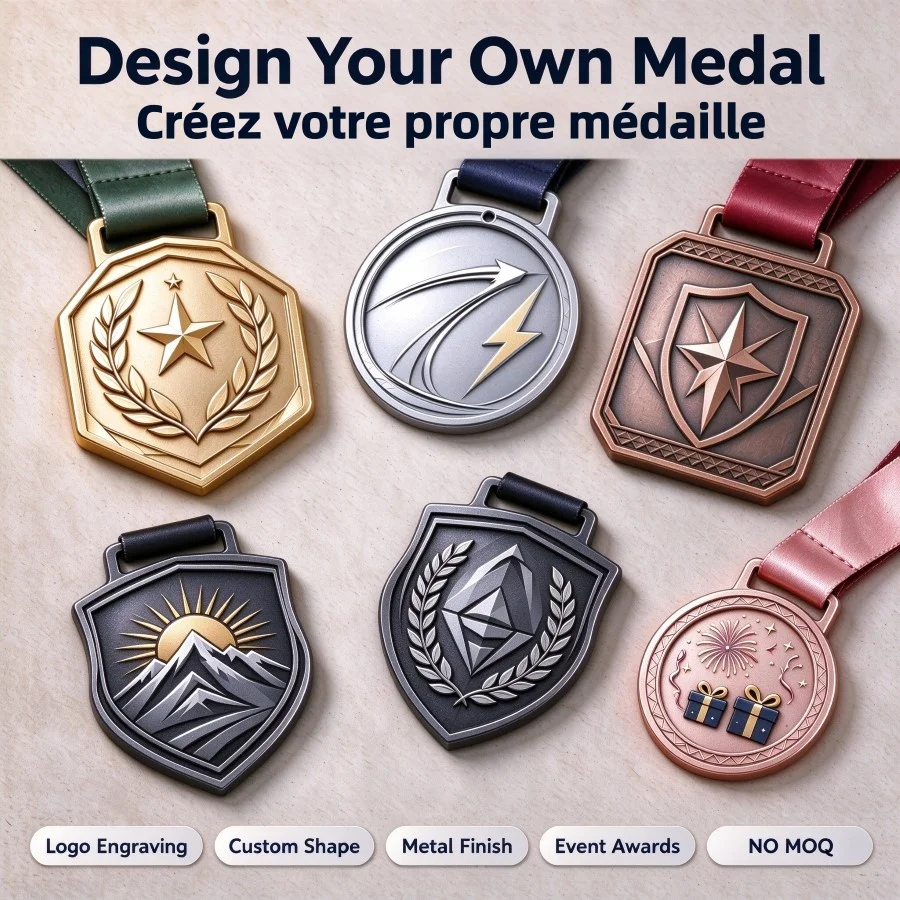Custom Metal Medal Durable Casting Competition Medal Custom Design Your Own Zinc Alloy 3D Gold Metal Award with Ribbon