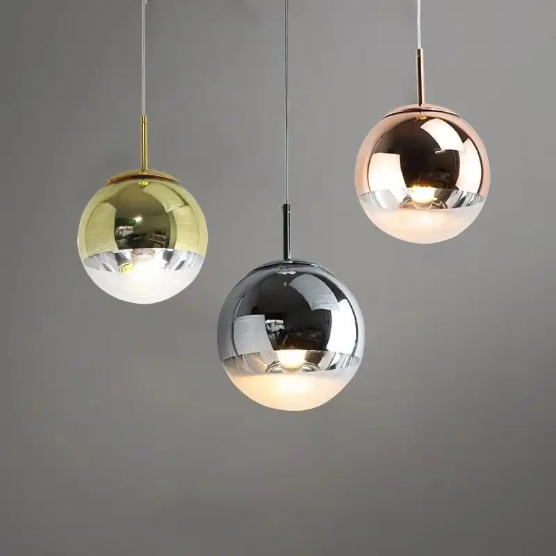 Golden Glass Ball Pendant Light Modern Simple Nordic Living Room Background Staircase Restaurant Bar Counter Small Chandelier