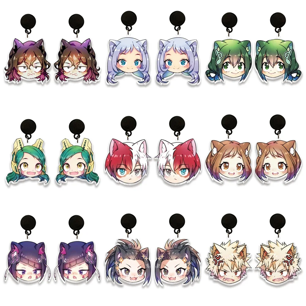 

New Anime My Hero One's Justice Black Stud Earrings For Kid Charm Gift Summer Jewelry Decoration Drop Earrings