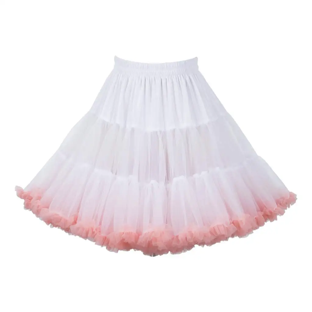 

40cm Blossom Bubble Puffy Tulle Petticoat Candy Cloud Contrast Color Pink Tutu Skirt Hoopless Crinoline