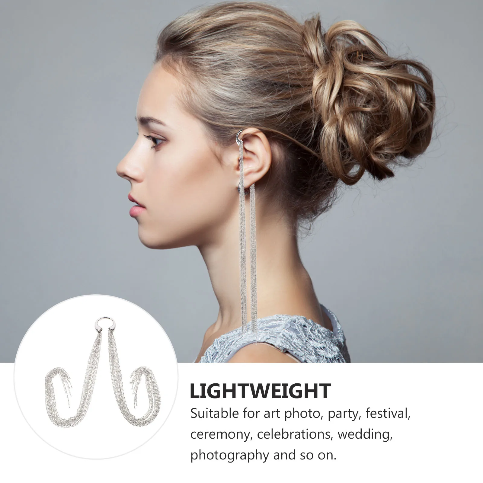 

Metal Fringe Hair Accessories Tassel Chain Headwear Rhinestone Silver Decorations for Women Bride Party Festival Ceremony