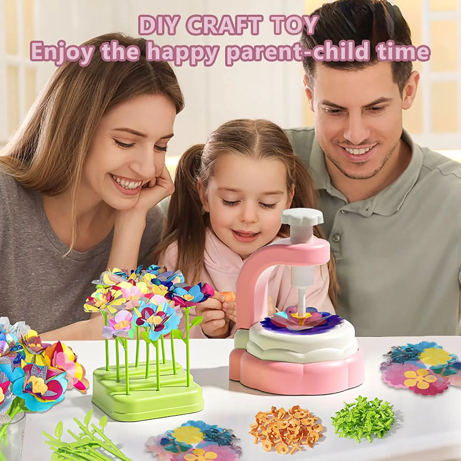 Girls Toys DIY Children's Handmade Fabric Bouquet Handcrafted Set Embossing Machine Toys Interactive Educational Toys for Kids