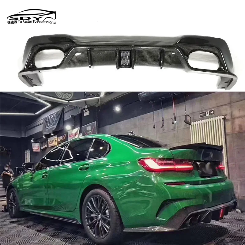 G20 M Tech Carbon Fiber CMS Style Rear Diffuser With Light Rear Bumper Lip Rear Separator for BMW 3 Series G20