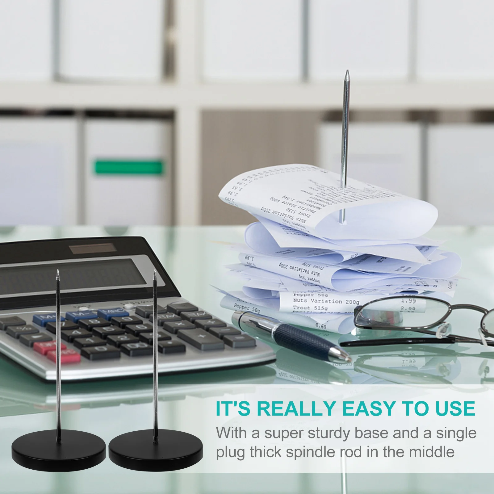 4pcs Paper Menu Holders Black Heavy Base Safety Cover For Bill Memo Receipt Office Kitchen Restaurant Use Stackable Spike Stand