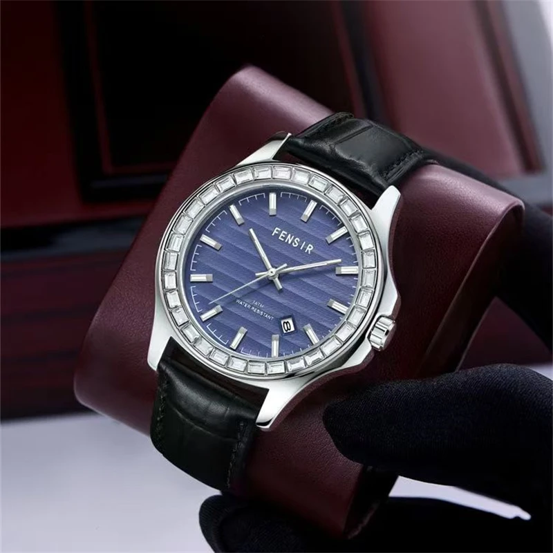 

New Trendy Men's Watch, Light Luxury Watch for Men, Fashionable Waterproof Calendar Leather Strap Quartz Wristwatch, Top Choice Brand for Birthday Gifts