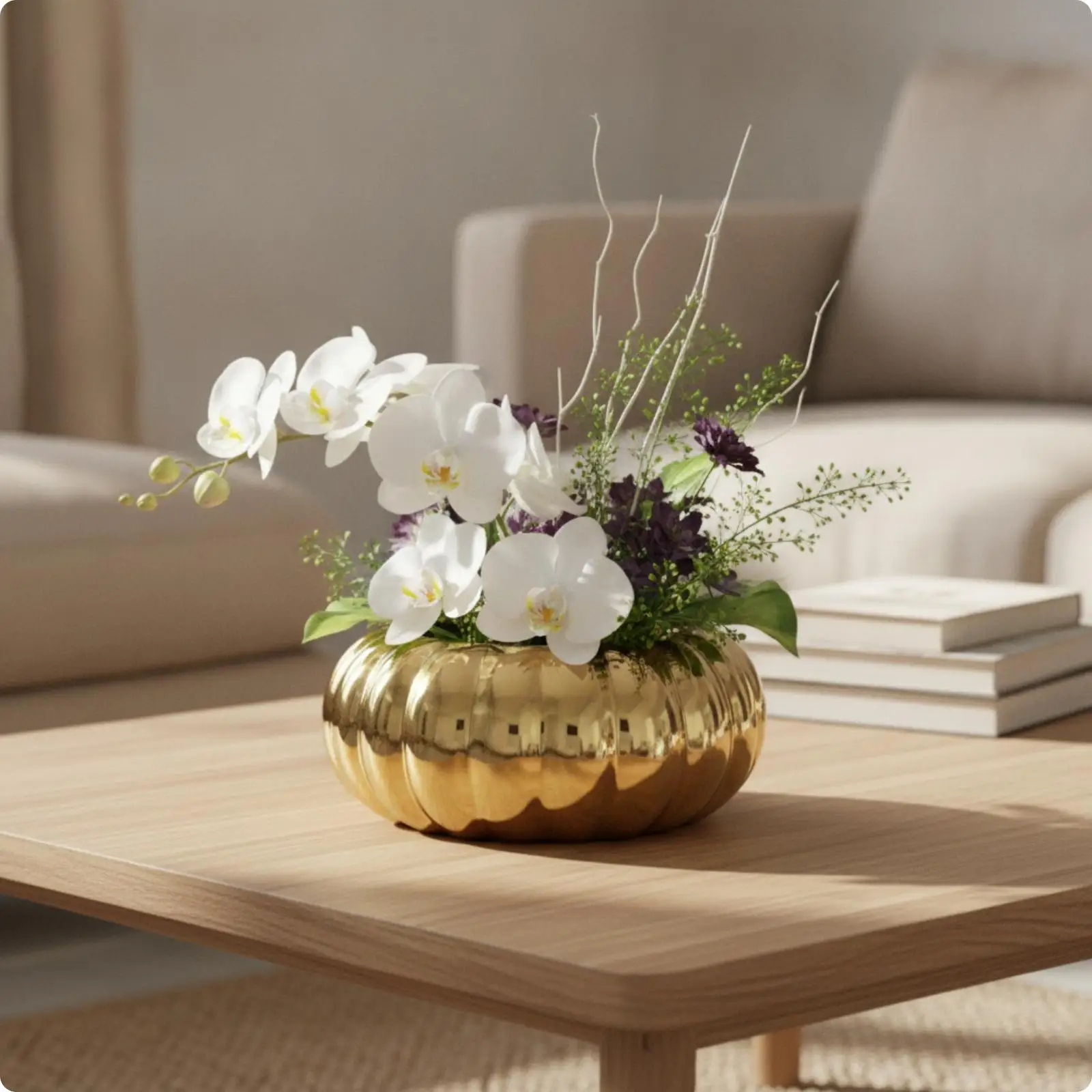 Low Profile Glossy Flowerpot for Succulents Creative Ribbed Design for Side Table Arrangements
