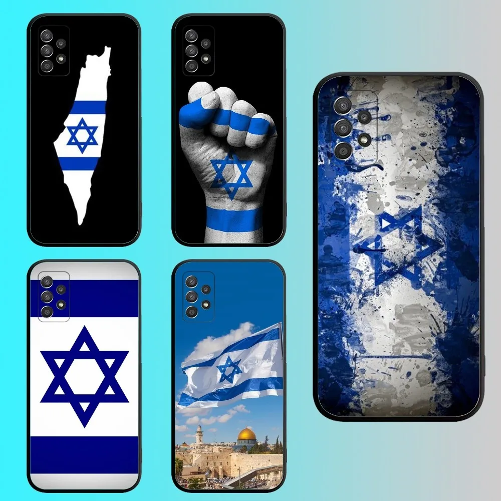 Star of David I-Israel Flag Phone Case For Samsung S 25,24,21,22,23,30,20,Ultra,Plus,Fe,Lite,Note,10,9,5G Black Soft Shell