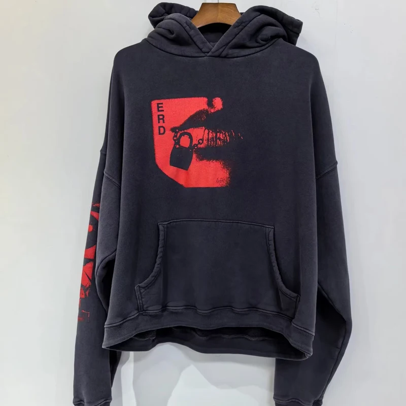 Enfants Riches Deprimes Vintage Hoodies Collection High Street Gradient Red High Quality Men Women Washed Do Old ERD Pullovers