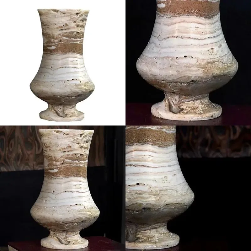 Simplified Polished White Jade Natural Cave Stone Column Vase Ornament for Wedding Table Party Decor