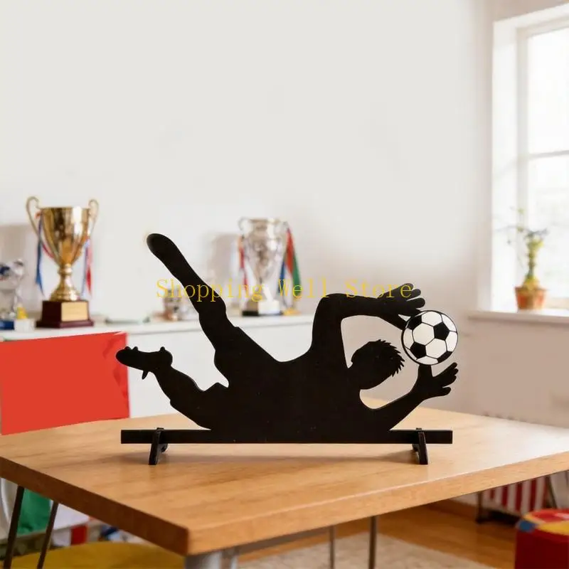 KX4B 2PCS Soccer Player Silhouettes Figurines Sport Themed Room Ornament