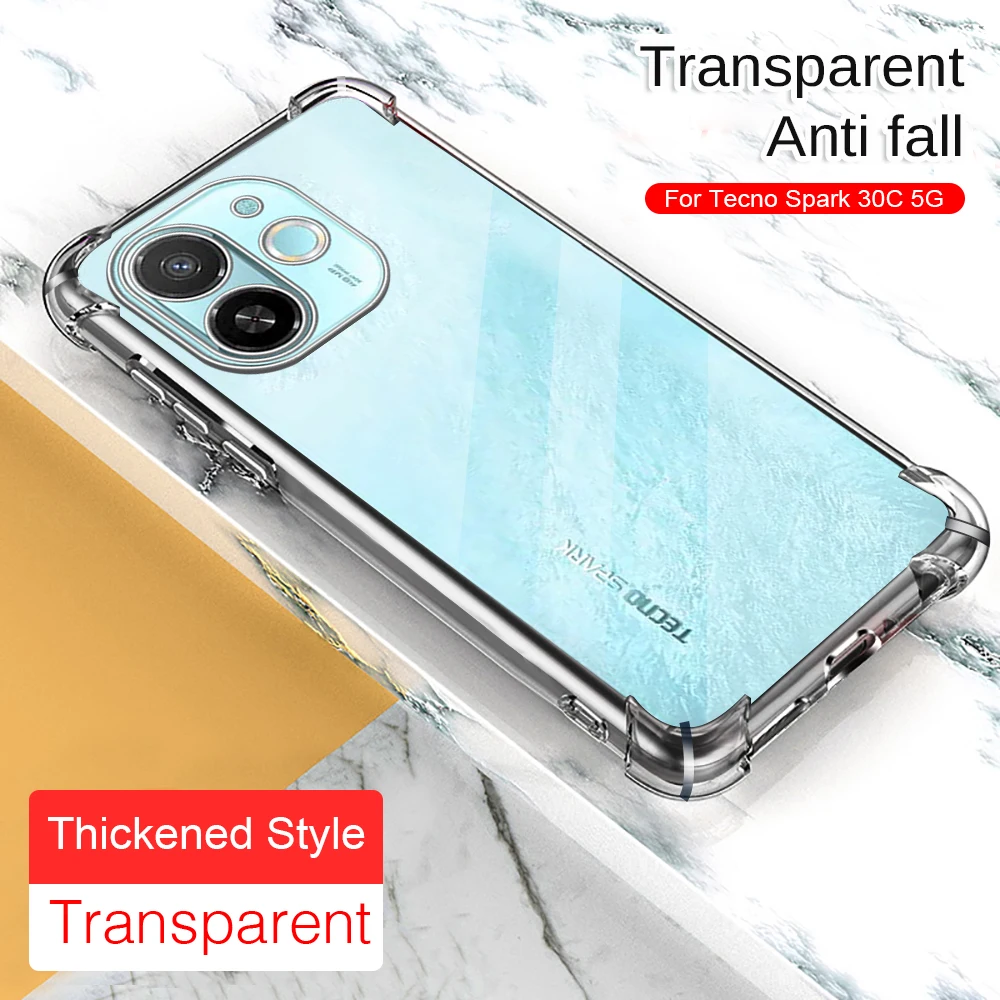 Transparent Airbag Silicone Case For Tecno Spark 30C 4G/5G Anti Drop Protector Soft Back Cover TecnoSpark30C 30 C C30 Coque 2024