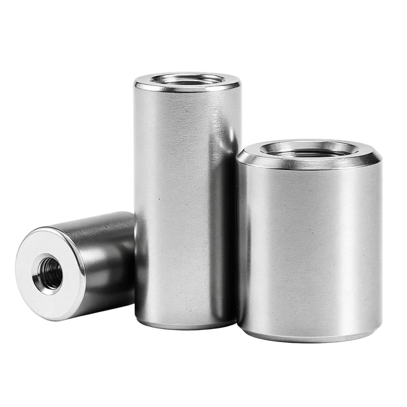 M8-M20 Extended Round Coupling Nuts, 304 Stainless Steel Long Threaded Joint Sleeve Connector Fasteners