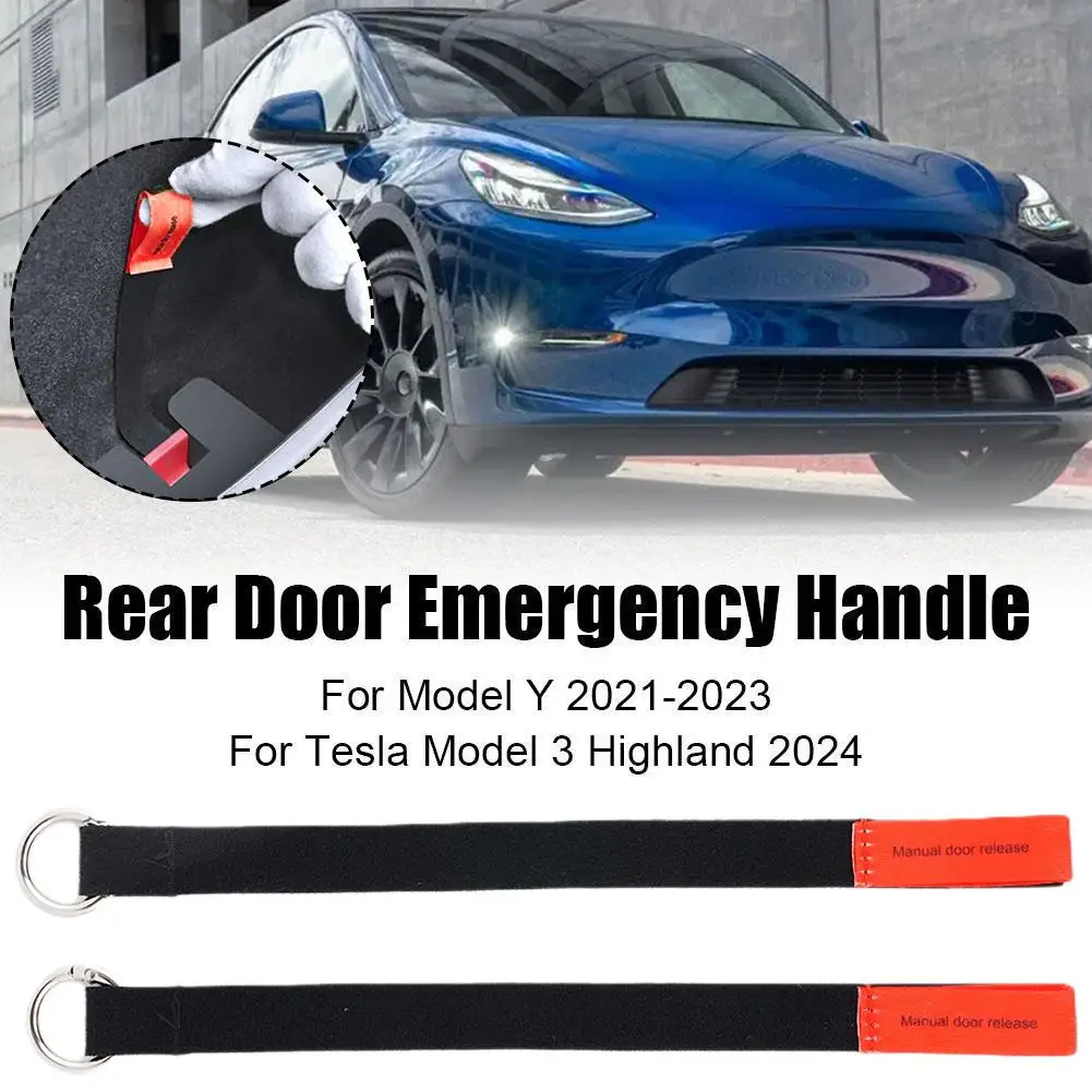 

2pcs Rear Door Emergencies Safety Pull Rope For Tesla Model Y 2021-2023 Highland 2024 Rear Door Emergency Handle Strap V8C5