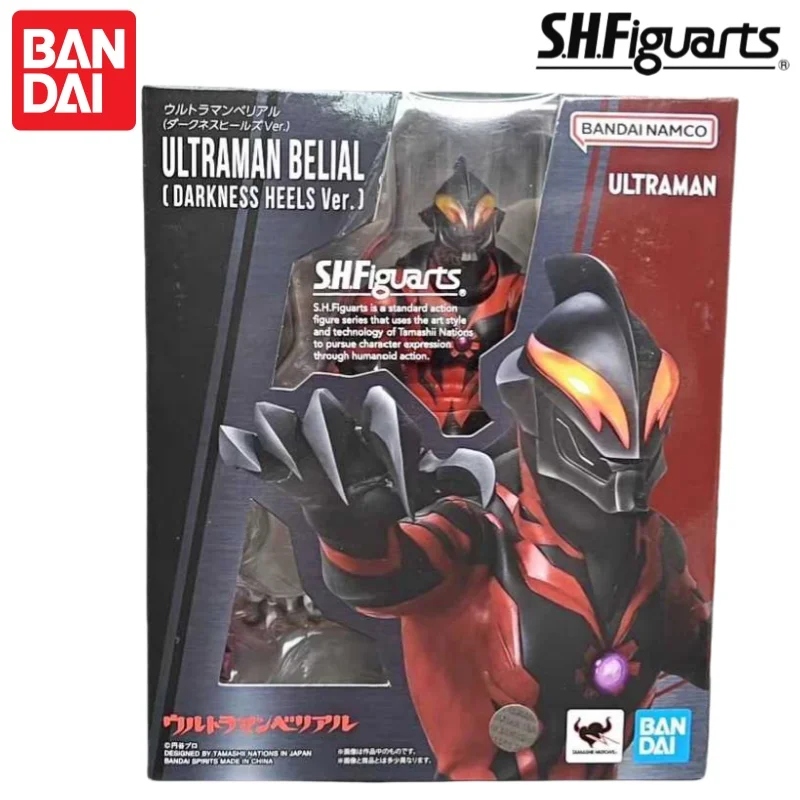 재고 있음 오리지널 반다이 S H Figuarts 울트라맨 벨리얼 울트라맨 (Darkness Heels Ver) 관절 액션 피규어, 애니메이션 모델 장난감