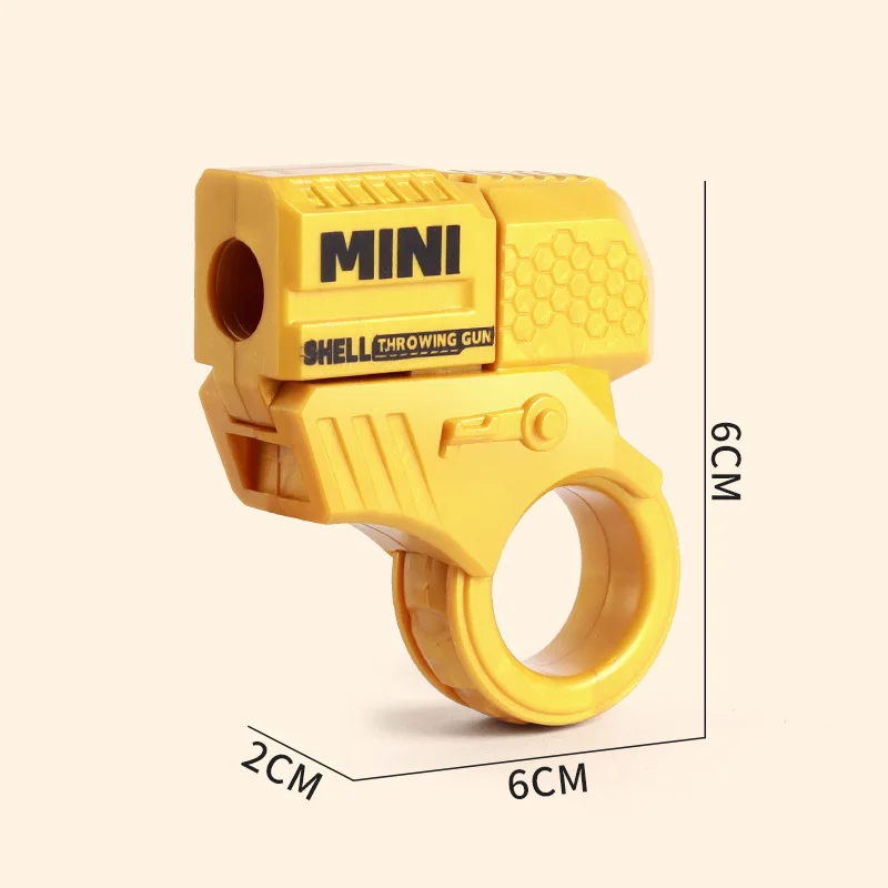 Mini Finger Decompression Ring Rotating Gun Stress Relief Relax EDC Gyro Finger Toy One-Click Launcher with Soft Bullets