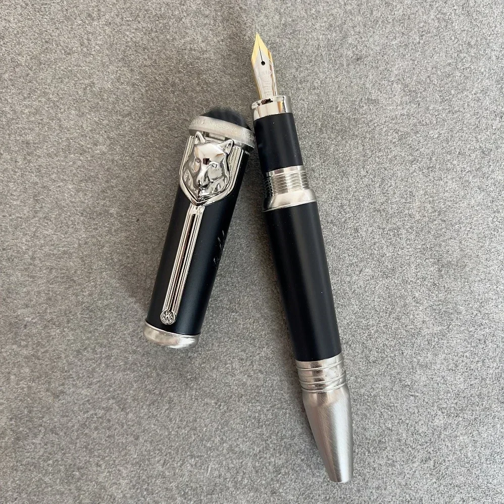 قلم حبر جاف Luxury Writer Signature Edition Rudyard Kipling Mb مع قلم تصميم برأس الذئب المنقوش قرطاسية
