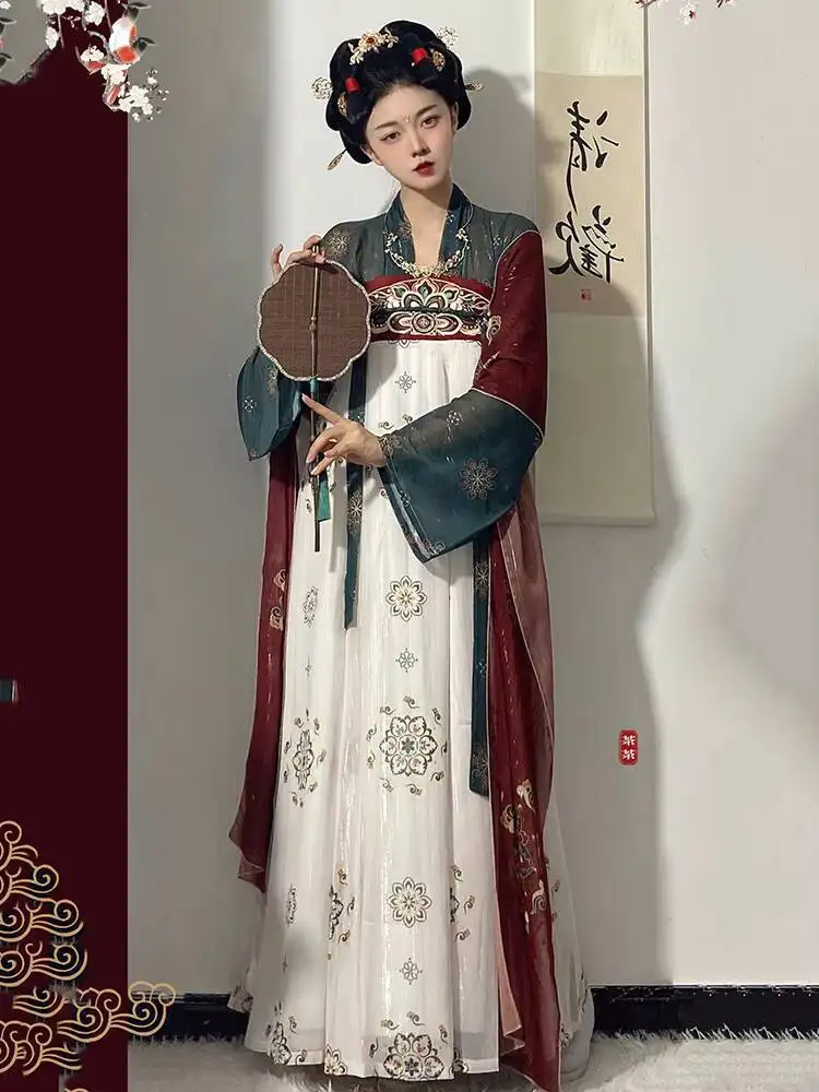 Saia grande bainha estilo chinês hanfu genuíno original estilo chinês hanfu vestido antigo oriental vestido de princesa senhora elegância
