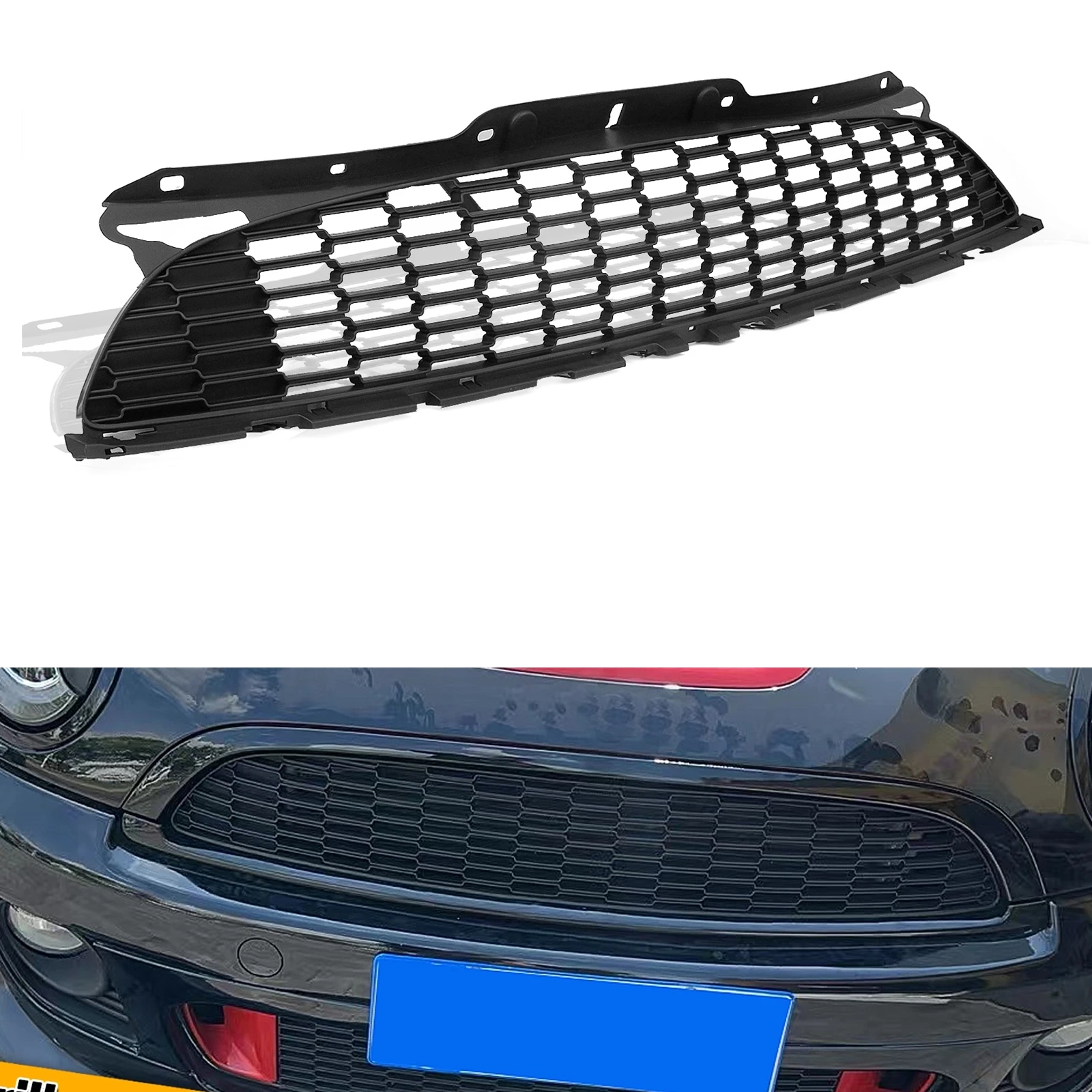 

Front Grille For Mini Cooper S R55 R56 R57/R58/R59 2007-2015 Matte Black Car Upper Bumper Intake Hood Cover Mesh Grid Kit Grill