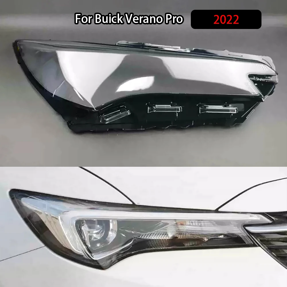 

For Buick Verano Pro 2022 Headlight Shade Transparent Lampshade Lens Headlamp Cover Lamp Shell Plexiglass Black Edge