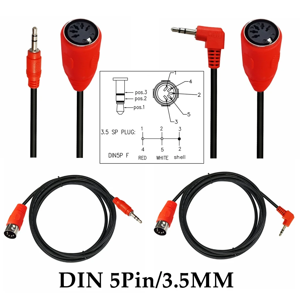 MIDI DIN 5pin żeński do TRS 90 stopni łokcia 3.5 Mm 3.5mm publiczny do DIN 5PIN męski wtyk Audio do MIDI kabel Adapter Audio 0.5m