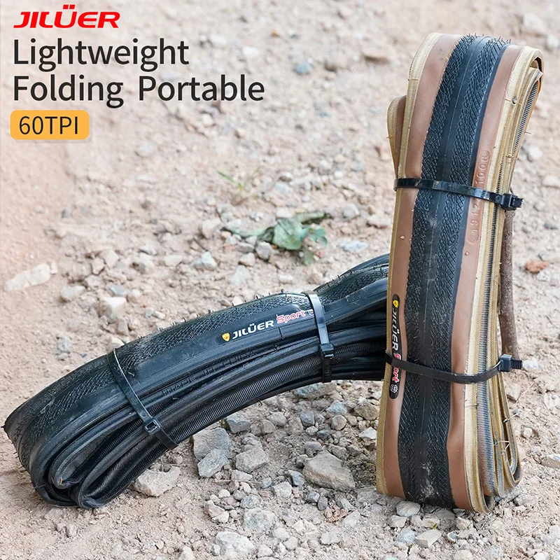 JILUER Road Bike Tire Folding Ultra Light Bicycle Tires 700x25c/28c/38c 60TPI Black/Yellow Anti-puncture Gravel Tyre Bikes Parts view 2