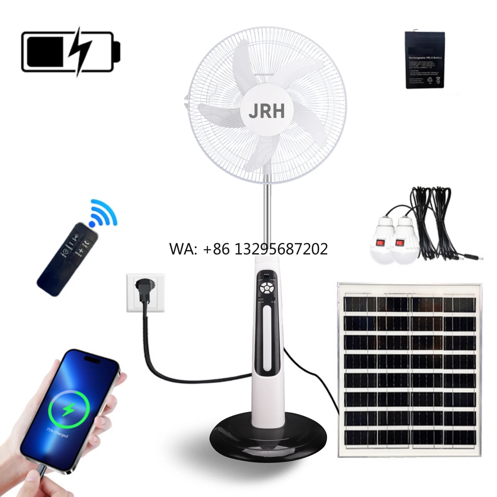 

Factory Direct Fan for Home 12v Dc Solar Floor Fan with Battery Solar Panels With 0.5 Hour Timer Remote Control Solar Fan