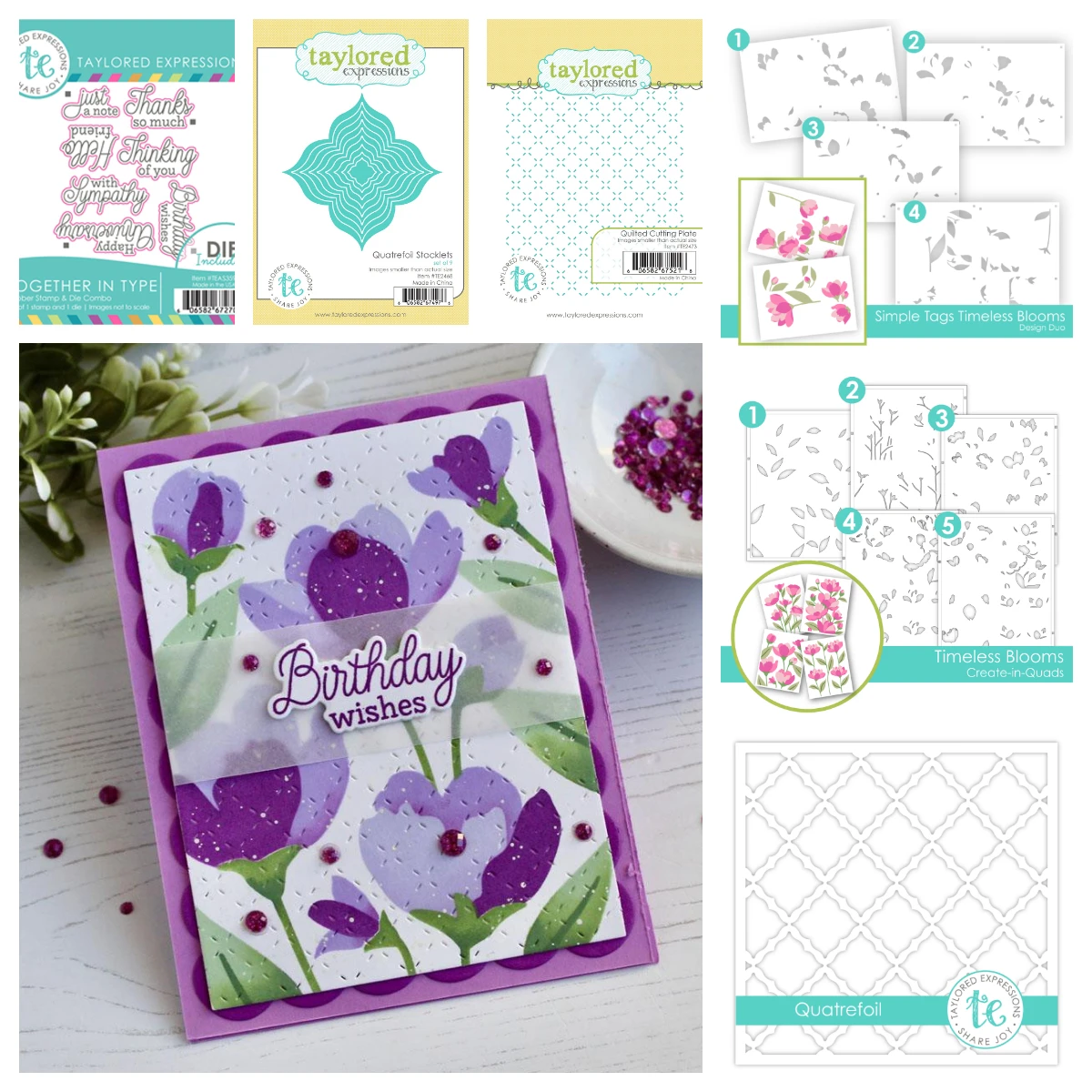 

2026 New Together in Type Quilted Cutting Plate Die Create-in-Quads Timeless Blooms Layering StencilDIY Scrapbooking Card Diary