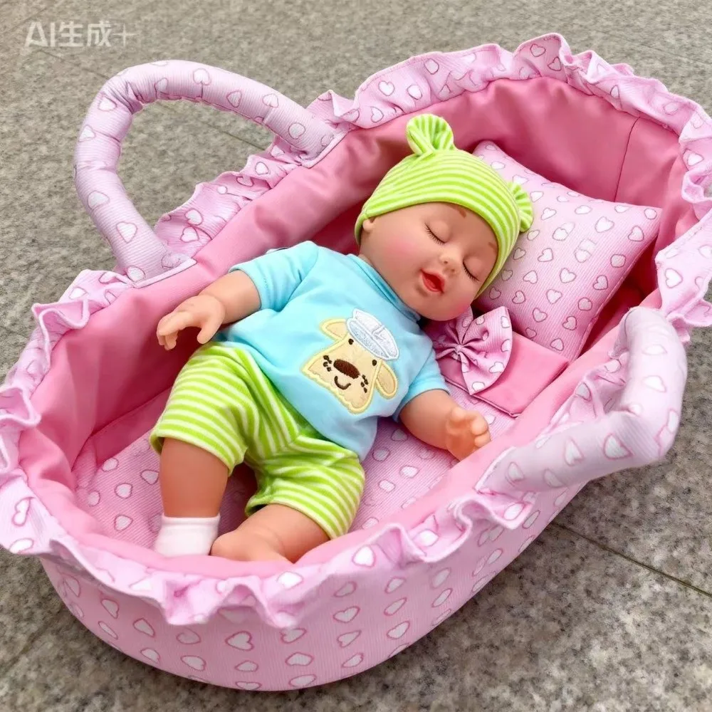 

Корзина с ручкой для перетягивания, розовая в клетку, мягкие аксессуары для кукольного домика, с рюшами, из моющегося материала, для ролевых игр