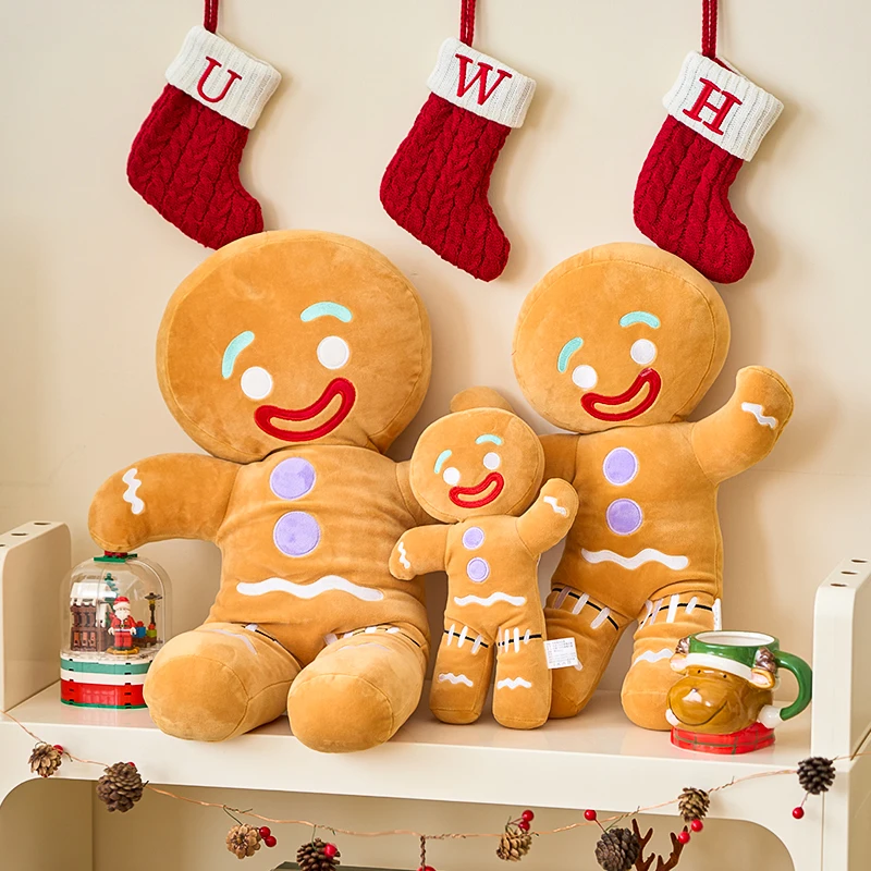 Gingerbread Man Anime Plush Toys Cookies Man Stuffed Doll Soft Sofa Cushion Room Decor Christmas Decor Xmas Gifts For Kids