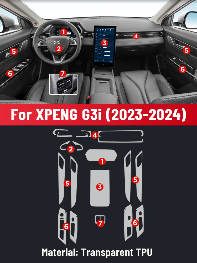 Auto Central Control Screen TPU Navigation Anti Scratch Interior Protection Film GPS Navigation For XPENG G3i 2023 2024