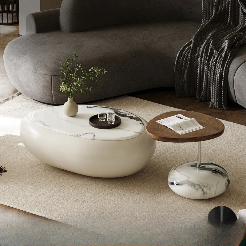 

ZGlamour современный журнальный столик с подносом, роскошная гостиная, итальянские бежевые овальные приставные столики, круглые штабелируемые Mesa, вспомогательная мебель для салона