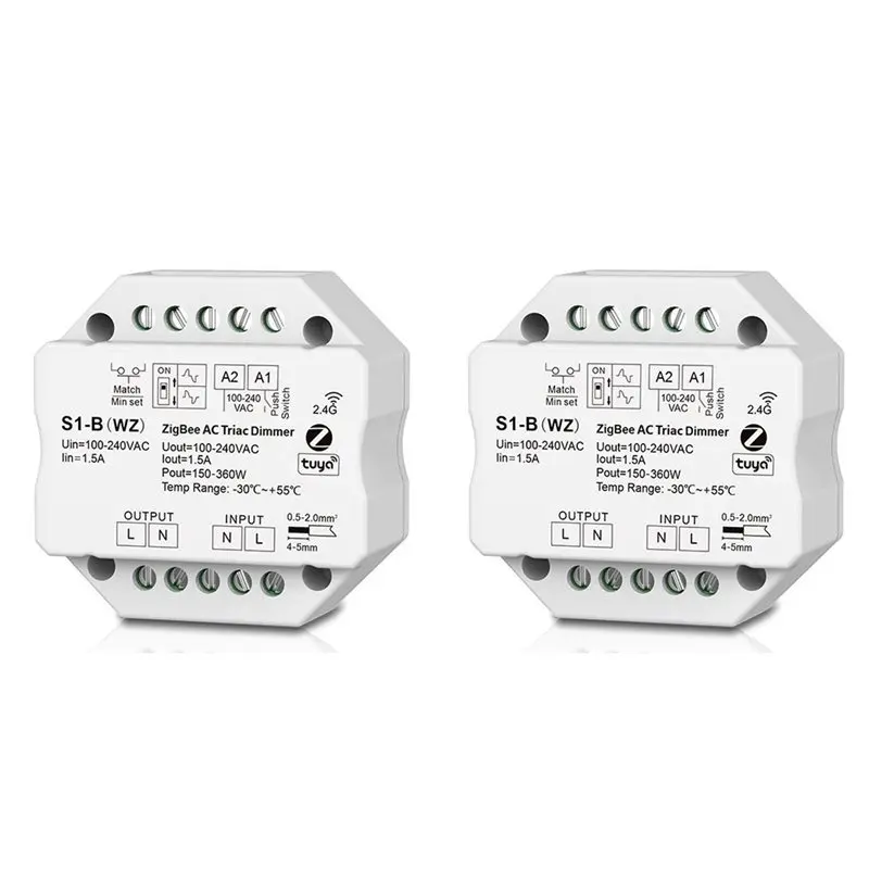 

FFYY-2X S1-B Tuya Zigbee RF AC Triac Dimmer LED Controller Push Switch Control 110V 220V 230V For Alexa Assistant