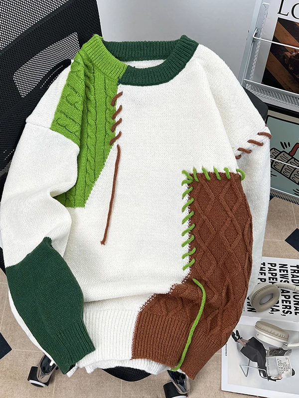 فضفاضة تناسب اللون بلو جولة Ne تريكو الرجال عارضة Sle الحرارية أعلى المراهقين كسول Faion الخريف الشتاء ألياف البوليستر