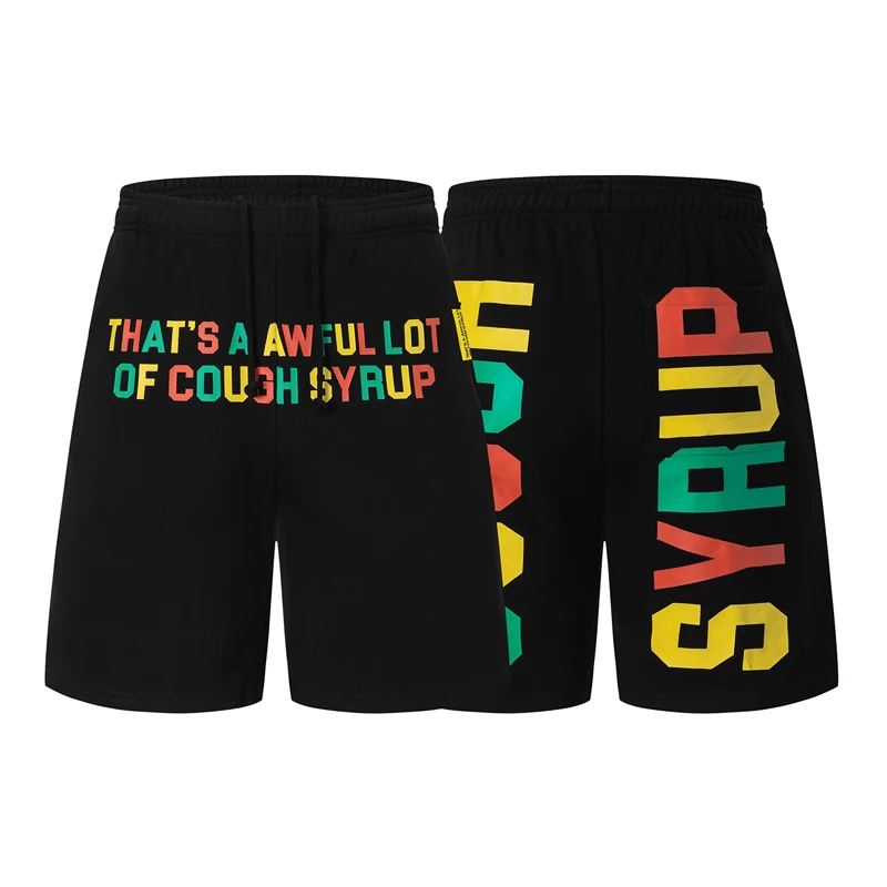 

That's A Awful Lot of Cough Syrup Shorts Letter Print Men's Loose Cotton Elastic Waist Casual Shorts