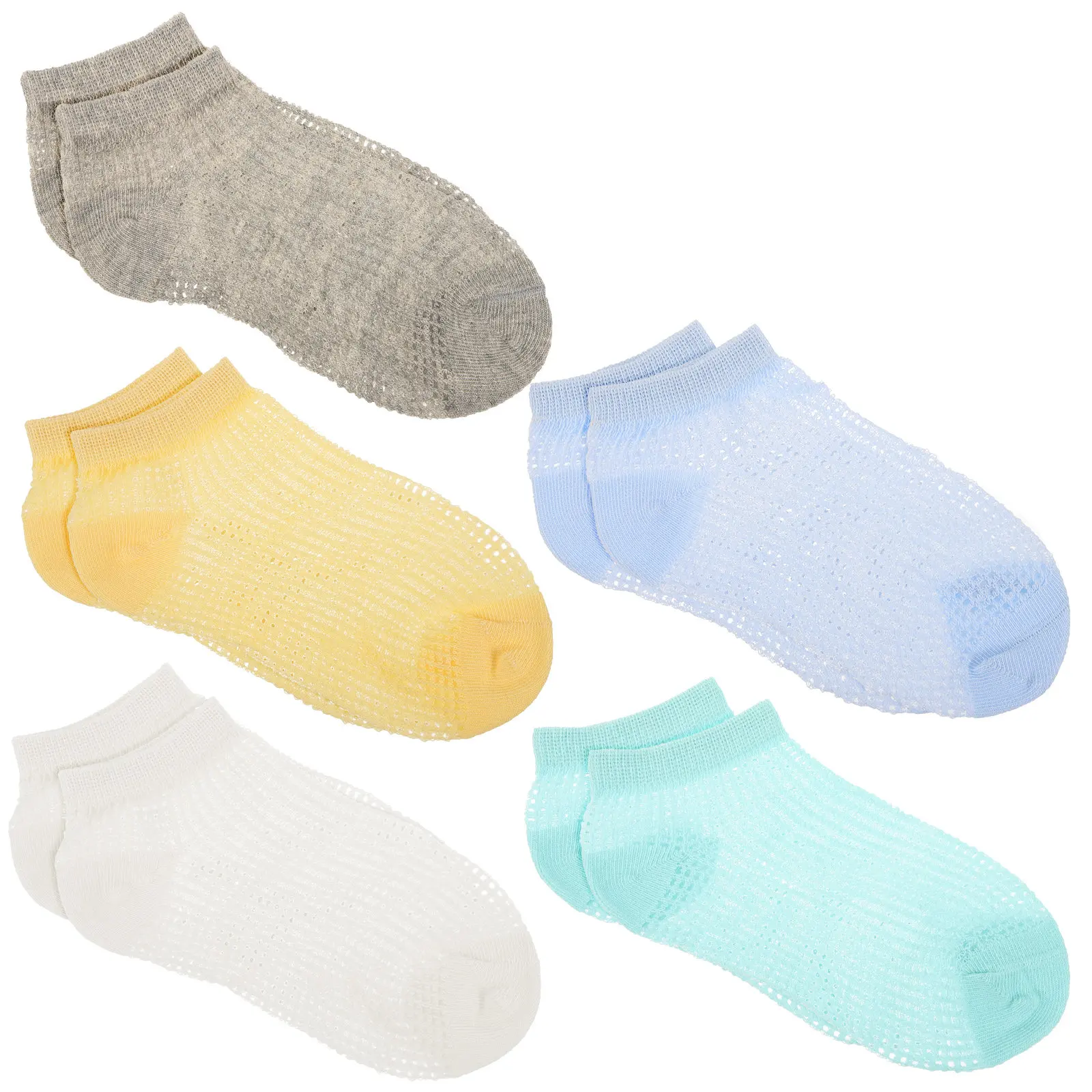 Baby Cotton Socks 5 Pairs Ultra Thin Breathable Sweat Absorbent Ankle Low Cut No Show for Kids Summer