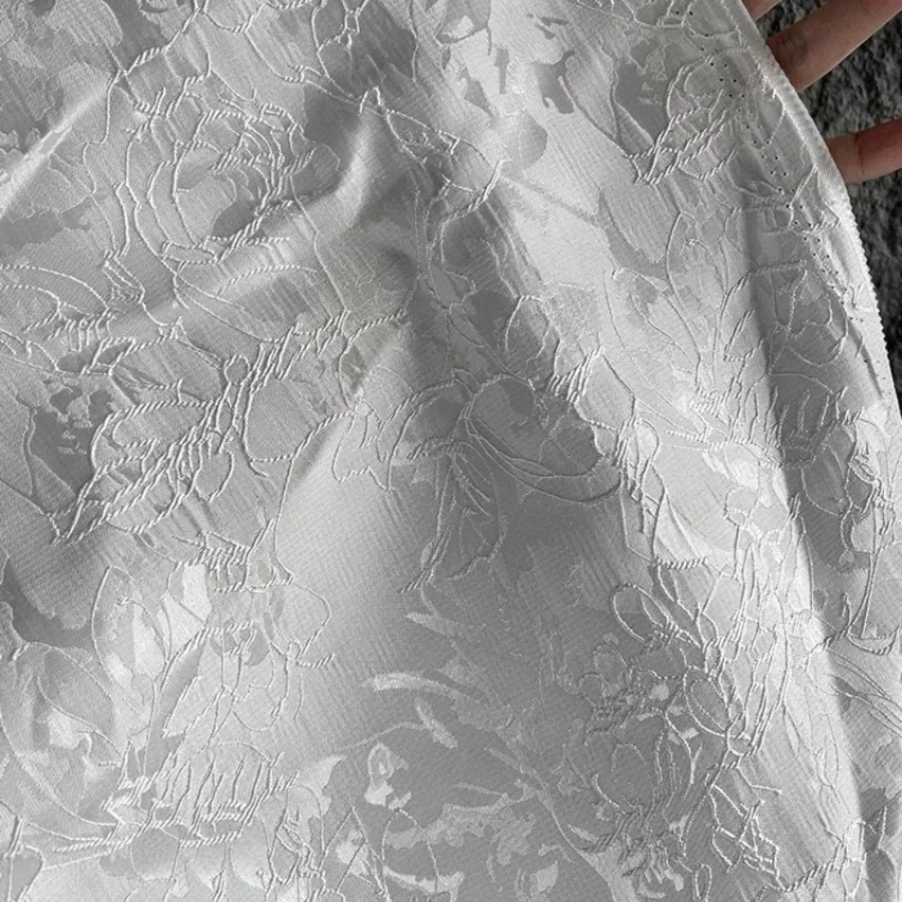 

White Linear Plant Jacquard Fabric Creative for Bag Suit Skirt Clothing Designer Wholesale Cloth Diy Apparel Sewing Per Meter