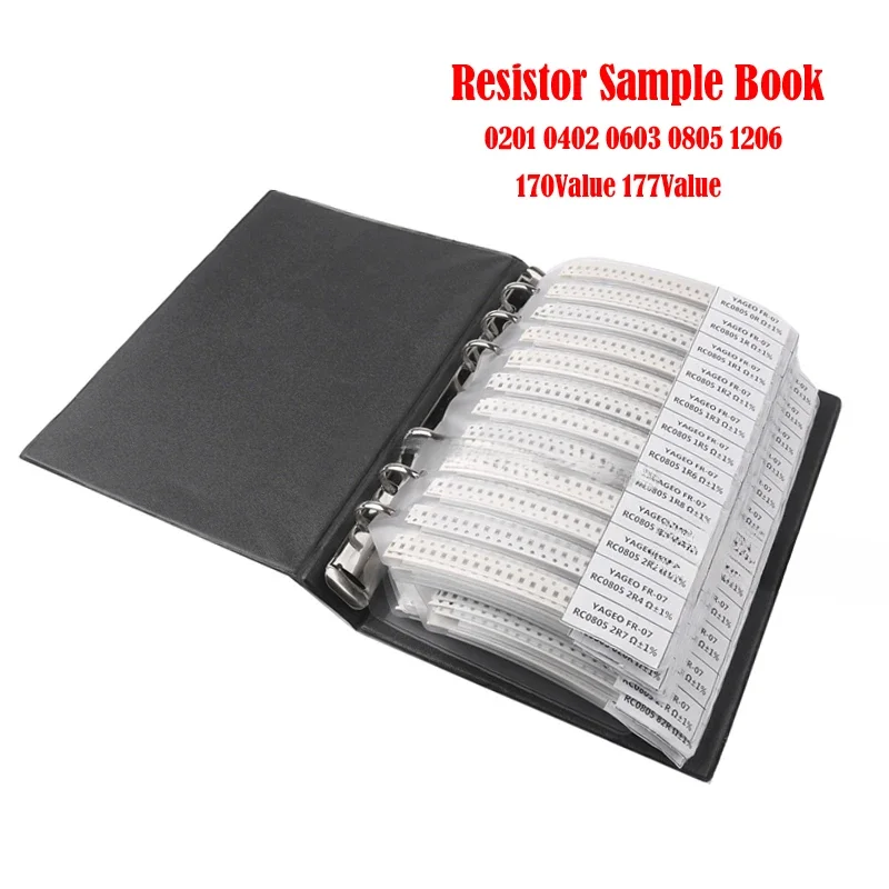 4250PCS 8500PCS 8850PCS 0201 0402 0603 0805 1206 GOHJMY Resistor Sample Blank Book 1% SMD Assorted Kit 10K 100K 200K 1K 1R 100R